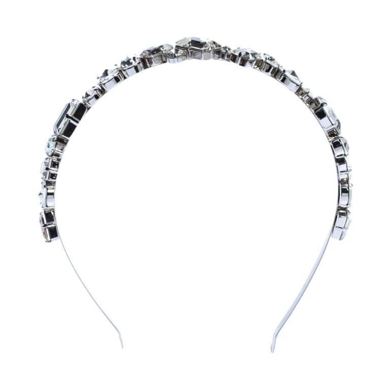 ＊MIU MIU＊ Crystal Headband 関税/送料込 Miu Miu Silver Tone Crystal Embellished Head Band Miu Miu