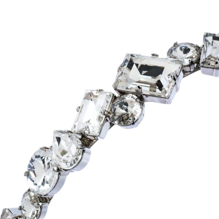 Pre Owned Miu Miu Silver Tone Crystal Embellished Head Band