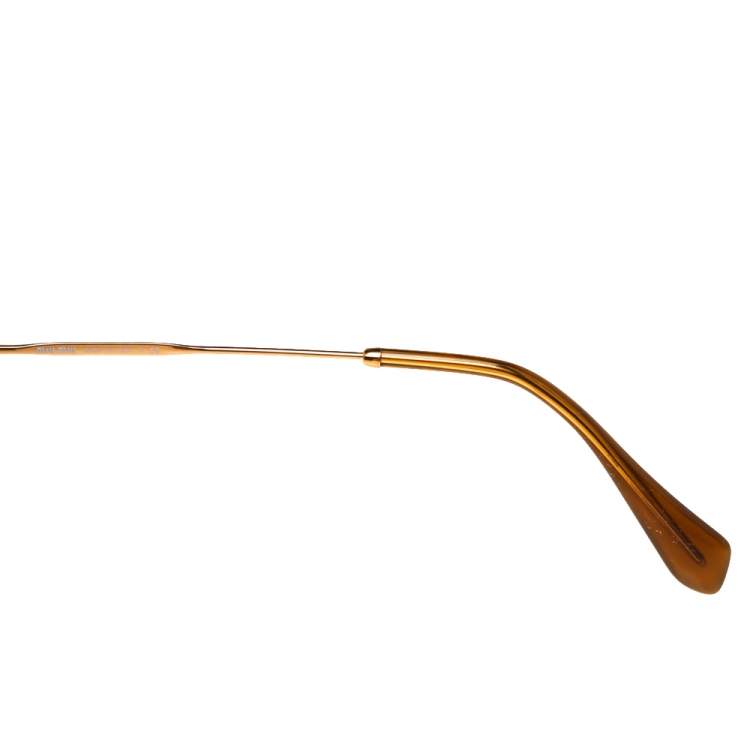 Pre Owned Miu Miu Havana & Gold /Brown Gradient SMU 07O Square Sunglasses