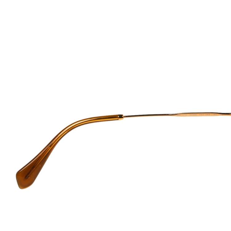 Pre Owned Miu Miu Havana & Gold /Brown Gradient SMU 07O Square Sunglasses