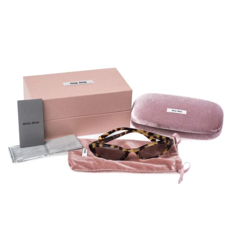 Pre Owned Miu Miu Light Brown Havana/Brown Gradient Smu09U Cat Eye Sunglasses 
