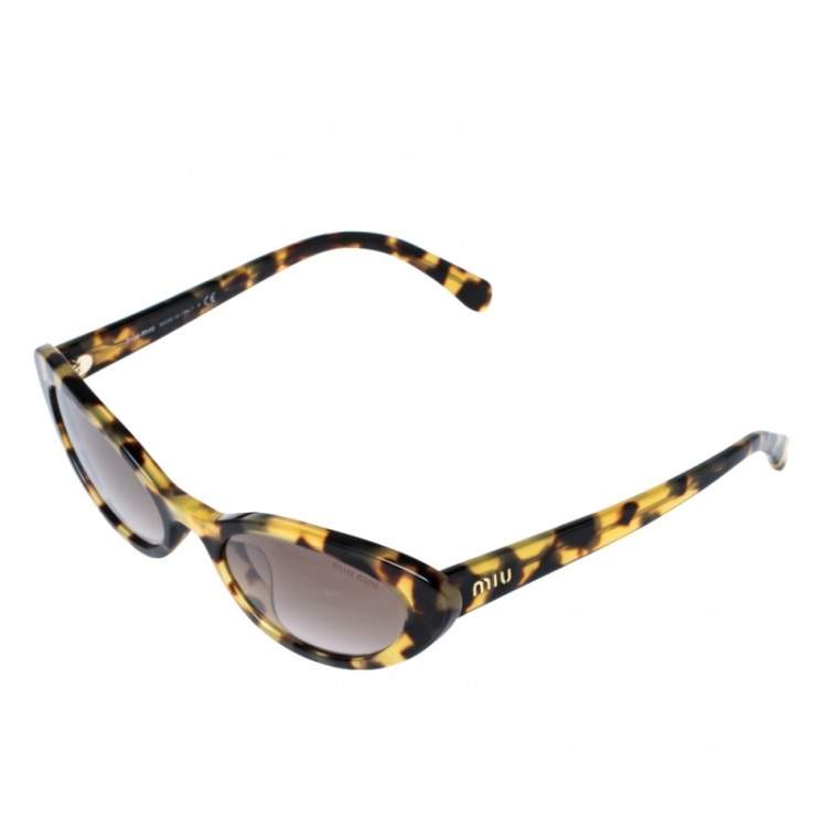 Pre Owned Miu Miu Light Brown Havana/Brown Gradient Smu09U Cat Eye Sunglasses 