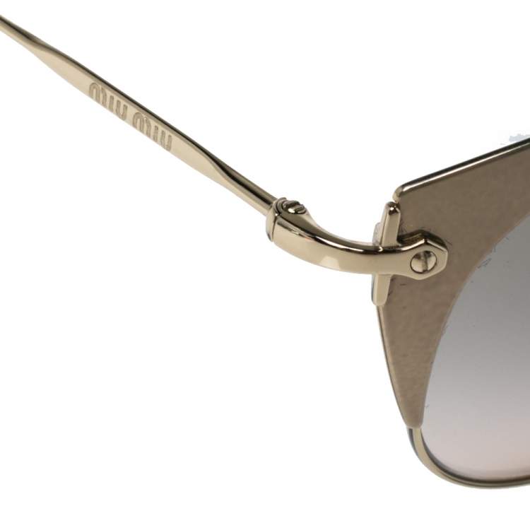Pre Owned Miu Miu Pale Gold/ Bicolor Gradient SMU 53R Phantos Cat Eye Sunglasses