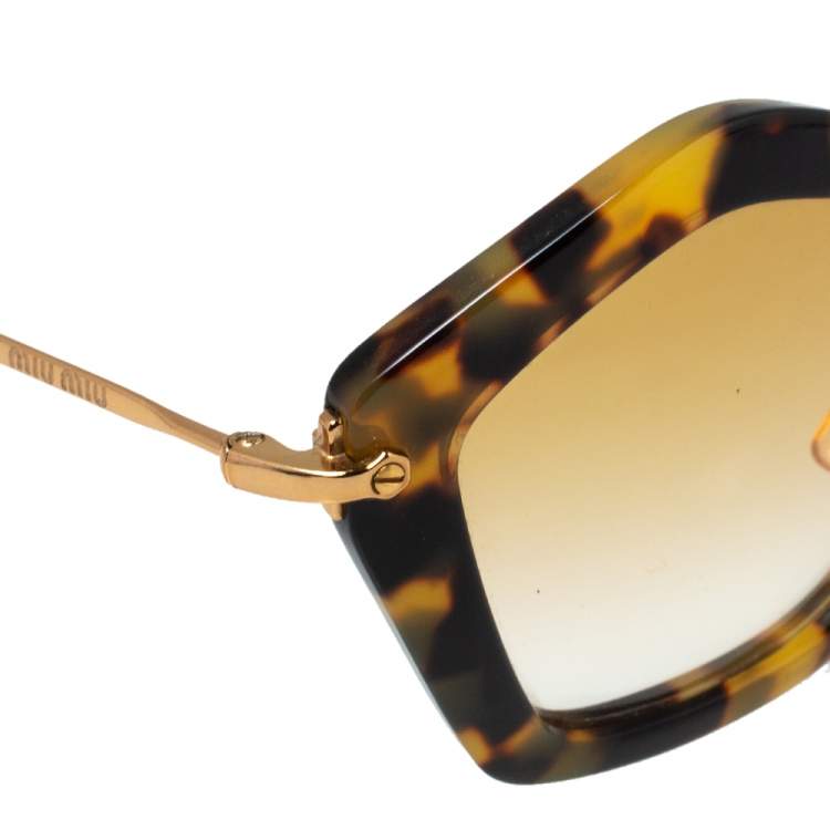 Pre Owned Miu Miu Yellow Havana/ Yellow Gradient SMU06O Geometric Sunglasses