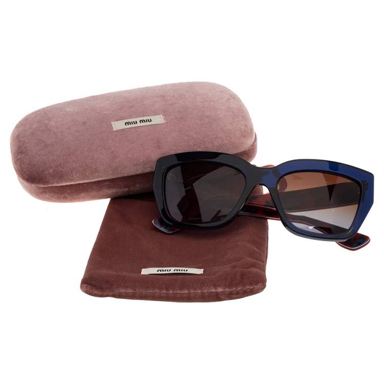 Pre Owned Miu Miu Blue/Red Gradient SMU01P Cat Eye Sunglasses