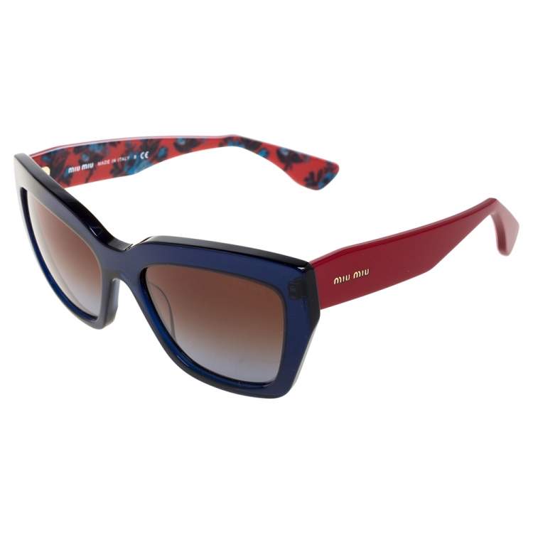Pre Owned Miu Miu Blue/Red Gradient SMU01P Cat Eye Sunglasses