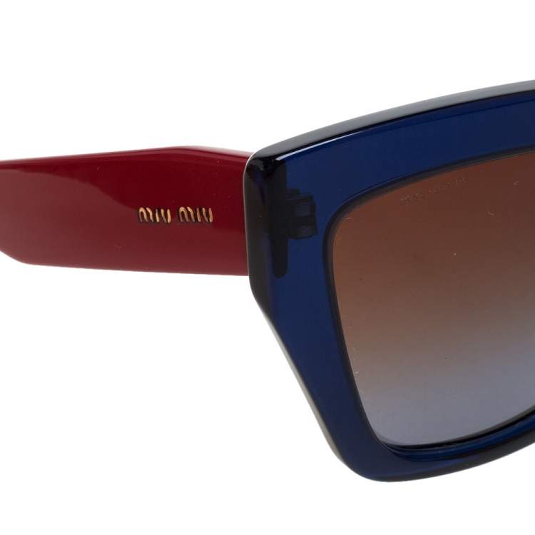 Pre Owned Miu Miu Blue/Red Gradient SMU01P Cat Eye Sunglasses