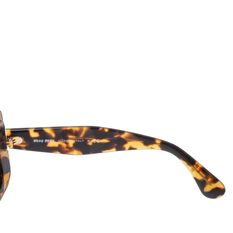 Pre Owned Miu Miu Light Havana/ Bicolor Gradient SMU 02R Reveal Square Sunglasses