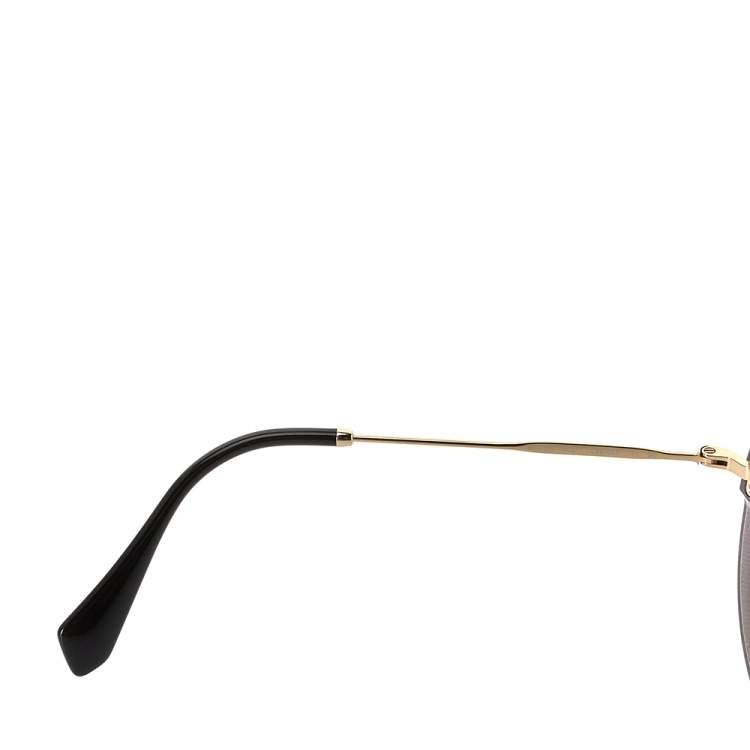 Pre Owned Miu Miu Pale Gold Tone/ Grey Gradient SMU10R Reveal Round Sunglasses