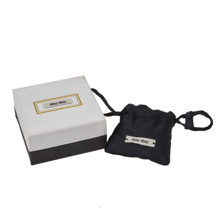 Pre Owned Miu Miu Silver & Gingham Crystal Anchor Pendant Necklace