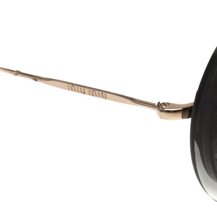 Pre Owned Miu Miu Ombre Shimmer/ Grey Gradient SMU 10R Round Sunglasses