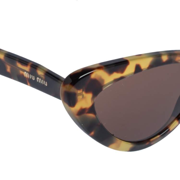 Pre Owned Miu Miu Tortoiseshell/Brown Logo SMU01V Cat-Eye Sunglasses