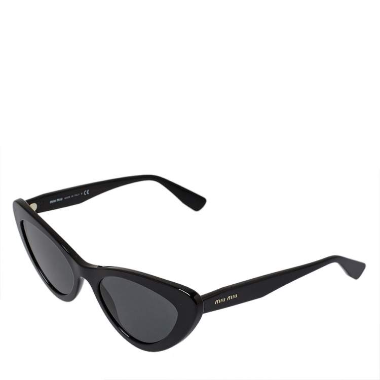 Pre Owned Miu Miu Black / Grey SMU 01V Cat Eye Sunglasses