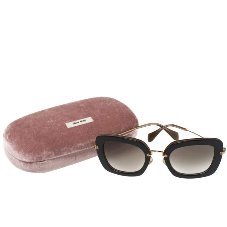 Pre Owned Miu Miu Black/Olive Green Gradient SMU07O Square Sunglasses