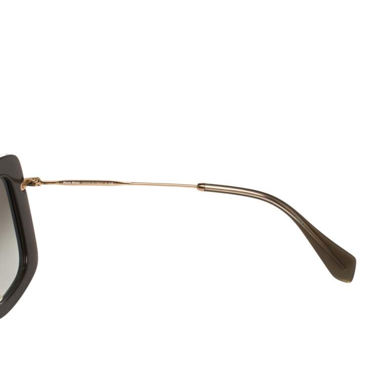 Pre Owned Miu Miu Black/Olive Green Gradient SMU07O Square Sunglasses
