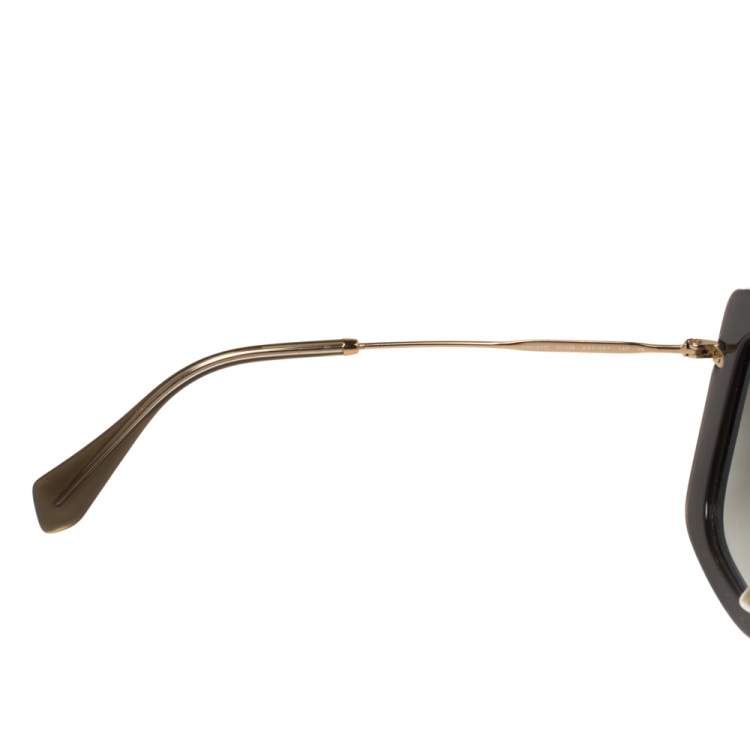 Pre Owned Miu Miu Black/Olive Green Gradient SMU07O Square Sunglasses