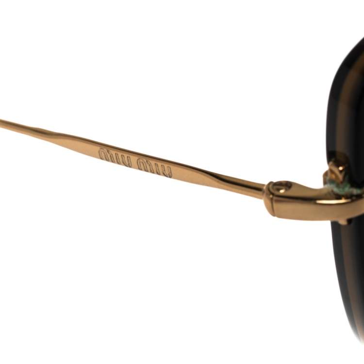 Pre Owned Miu Miu Black/Olive Green Gradient SMU07O Square Sunglasses