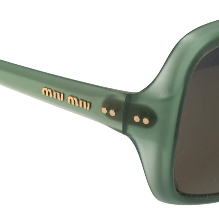 Pre Owned Miu Miu Green / Grey SMU08Q Oversized Square Sunglasses
