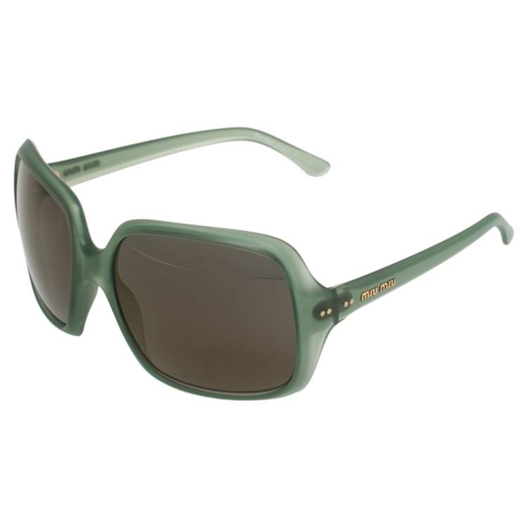 Pre Owned Miu Miu Green / Grey SMU08Q Oversized Square Sunglasses