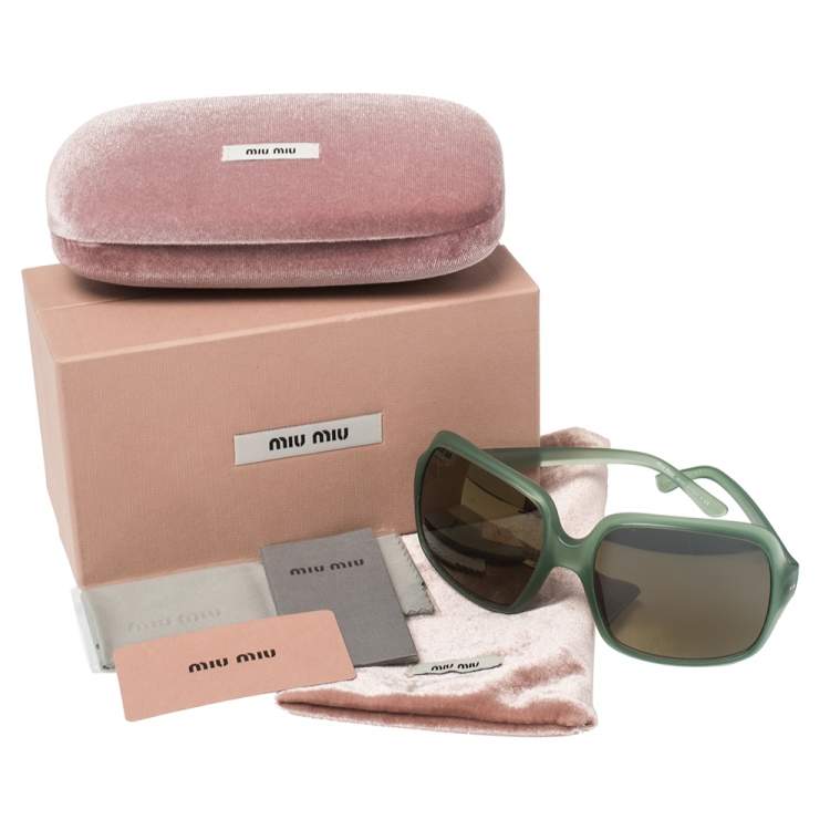 Pre Owned Miu Miu Green / Grey SMU08Q Oversized Square Sunglasses