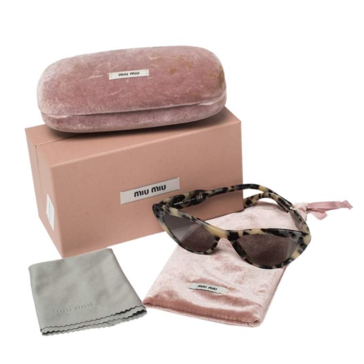 Pre Owned Miu Miu Black/Beige Havana SMU05T Cat Eye Sunglasses