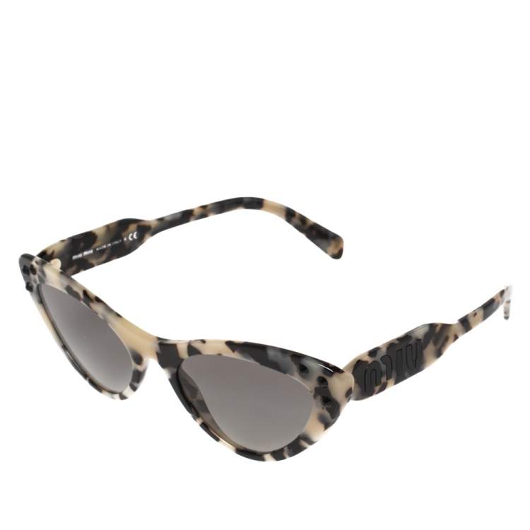 Pre Owned Miu Miu Black/Beige Havana SMU05T Cat Eye Sunglasses