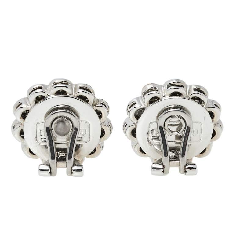 Pre Owned Miu Miu Multicolor Crystals Flower Clip-On Stud Earrings