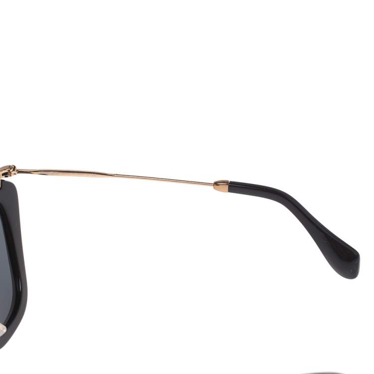 Pre Owned Miu Miu Gold/Black SMU 10N Cat Eye Sunglasses