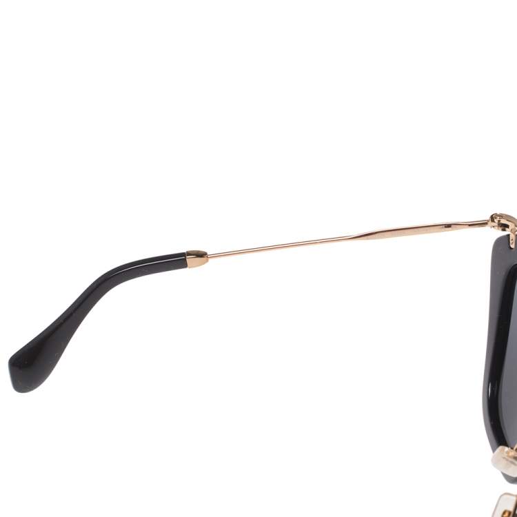 Pre Owned Miu Miu Gold/Black SMU 10N Cat Eye Sunglasses