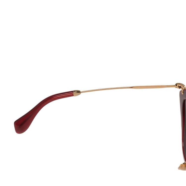 Pre Owned Miu Miu Red Glittered Acetate SMU 10N Cat Eye Sunglasses