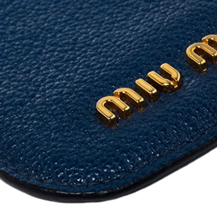 Pre Owned Miu Miu Blue Leather Phone Case