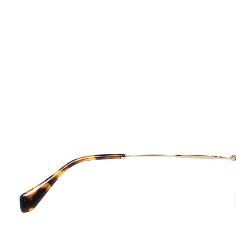 Pre Owned Miu Miu Brown Tortoise Acetate SMU08R Gradient Round Sunglasses