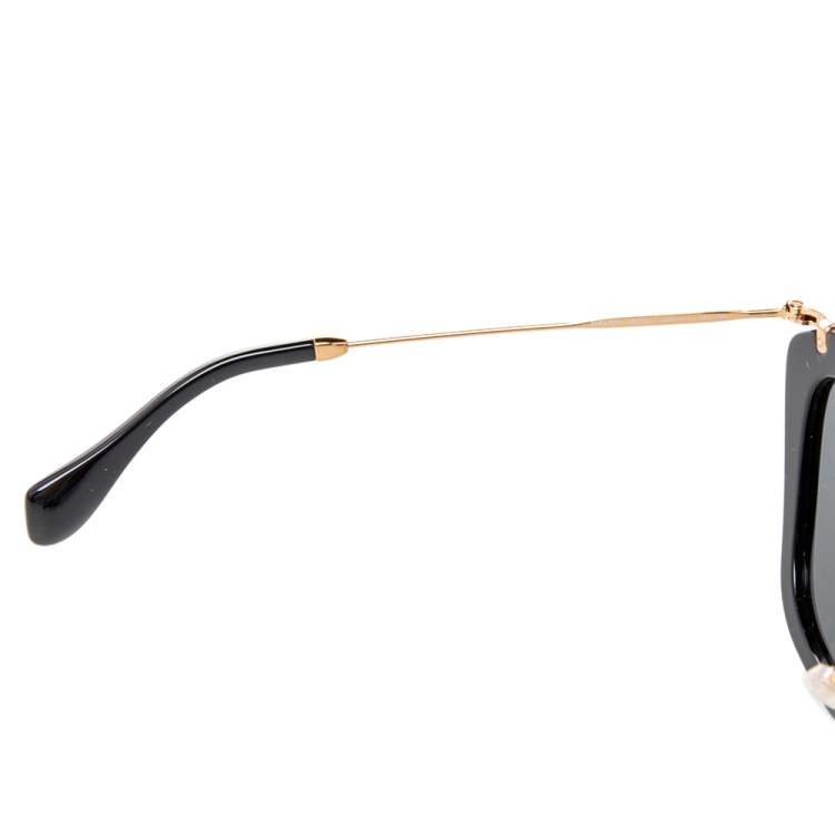 Pre Owned Miu Miu Gold/Black SMU 10N Cat Eye Sunglasses