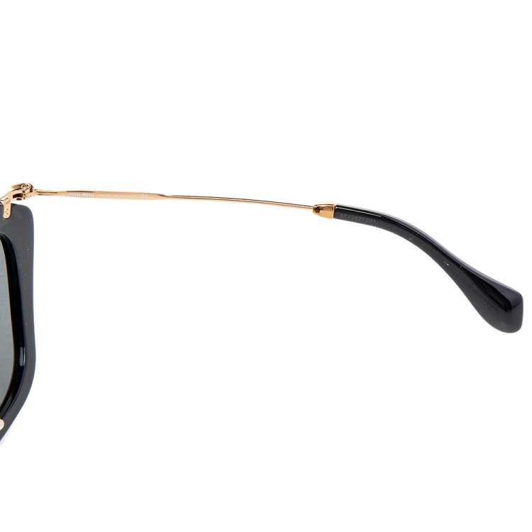 Pre Owned Miu Miu Gold/Black SMU 10N Cat Eye Sunglasses