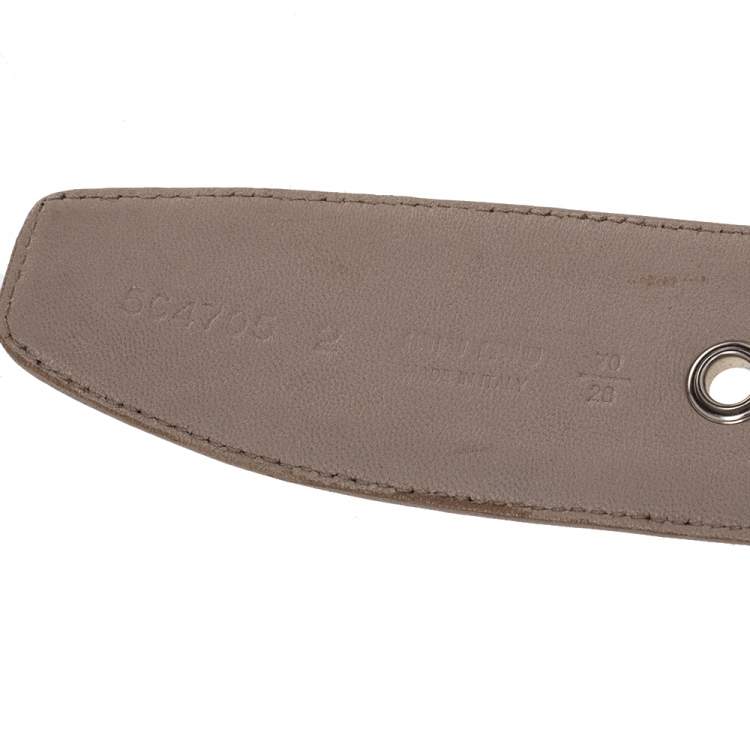 Pre Owned Miu Miu Beige Soft Leather Embellished Buckle Belt 70CM