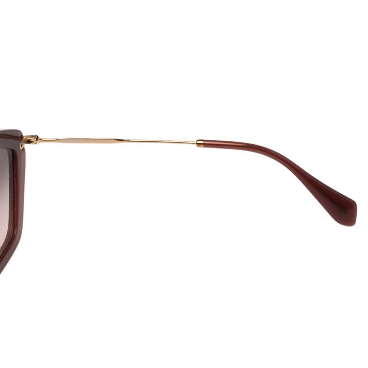 Pre Owned Miu Miu Gold Tone/Pink SMU 06O Cat Eye Gradient Sunglasses