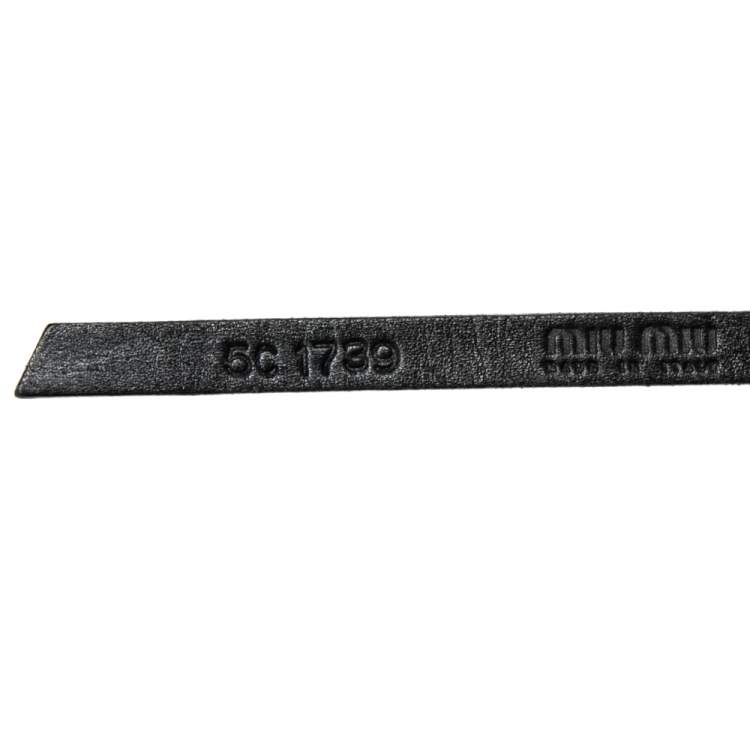 Pre Owned Miu Miu Black Leather Studded Double Wrap Waist Belt 75CM