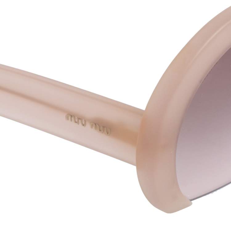 Pre Owned Miu Miu Beige Acetate SMU 07Q Half Rim Gradient Sunglasses