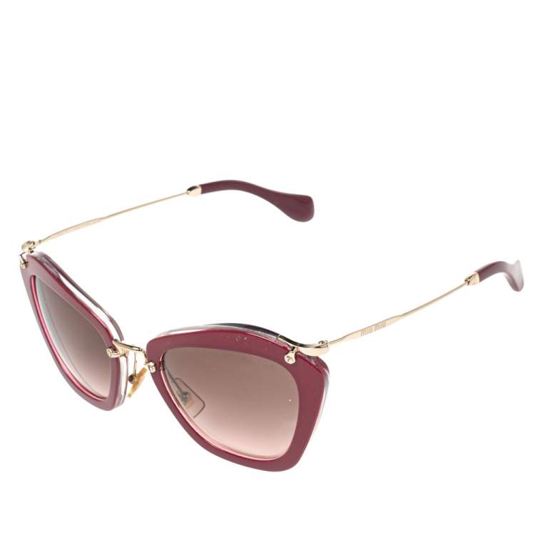 Pre Owned Miu Miu Purple Glittered Acetate SMU 10N Gradient Cat Eye Sunglasses