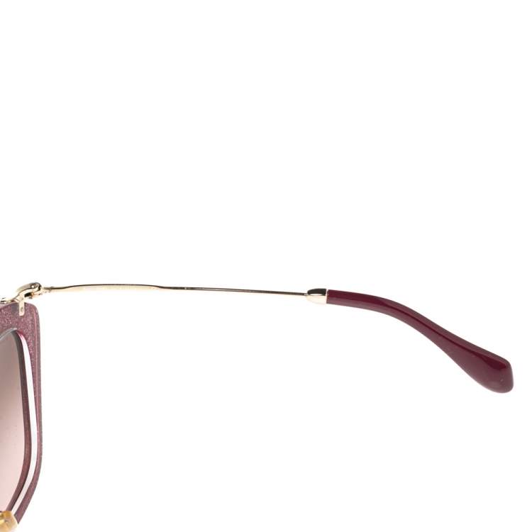 Pre Owned Miu Miu Purple Glittered Acetate SMU 10N Gradient Cat Eye Sunglasses