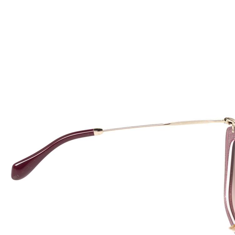 Pre Owned Miu Miu Purple Glittered Acetate SMU 10N Gradient Cat Eye Sunglasses