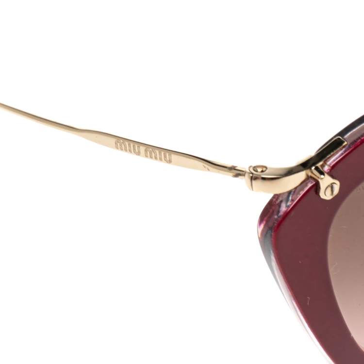 Pre Owned Miu Miu Purple Glittered Acetate SMU 10N Gradient Cat Eye Sunglasses