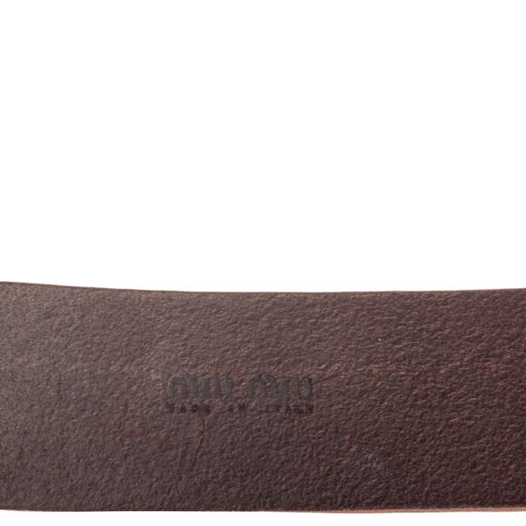 Pre Owned Miu Miu Brown Leather Waist Belt 90 CM