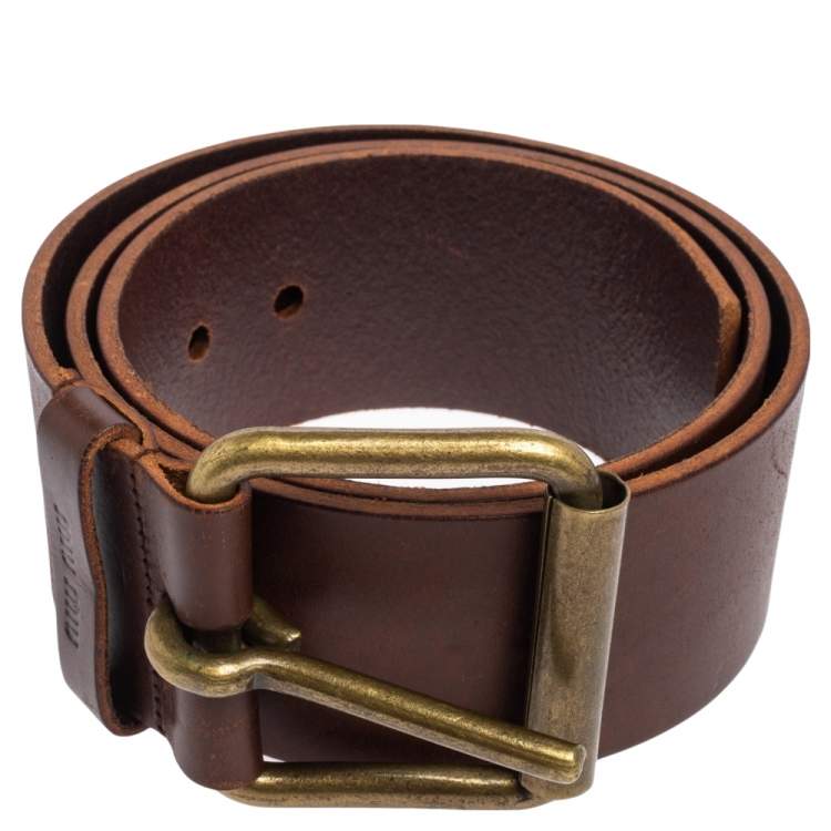 Pre Owned Miu Miu Brown Leather Waist Belt 90 CM