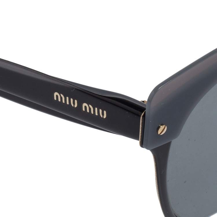 Pre Owned Miu Miu Grey/ Grey Mirrored SMU 53T Cat Eye Sunglasses