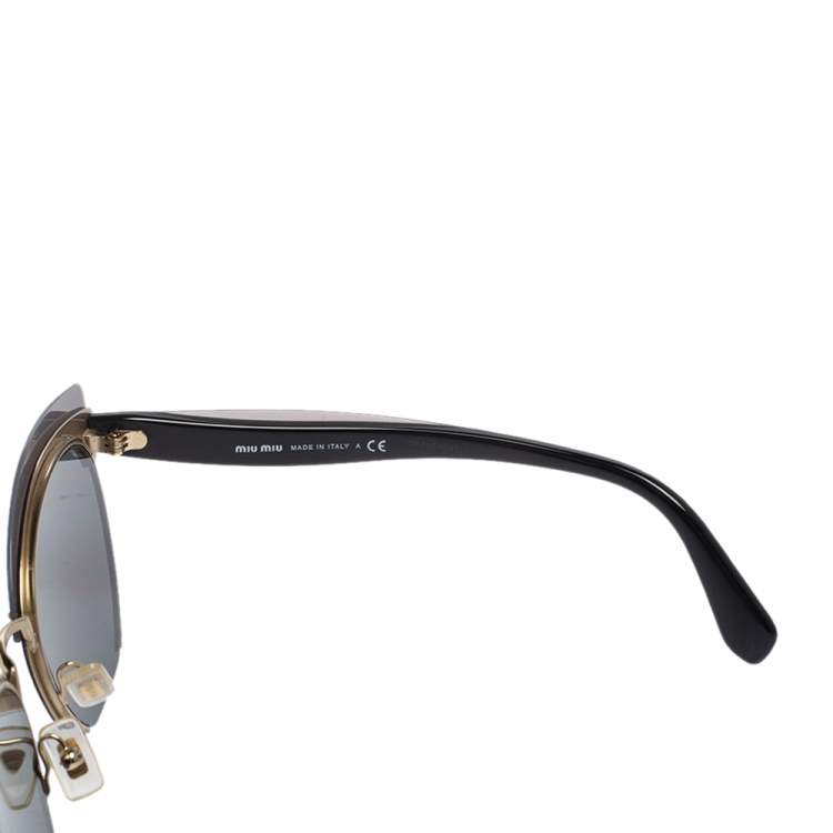 Pre Owned Miu Miu Grey/ Grey Mirrored SMU 53T Cat Eye Sunglasses