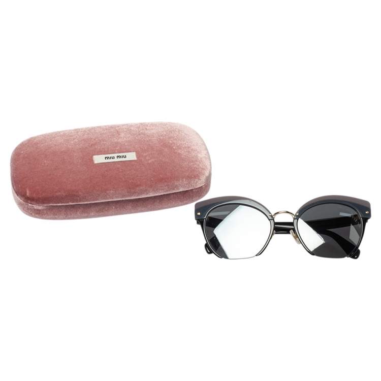 Pre Owned Miu Miu Grey/ Grey Mirrored SMU 53T Cat Eye Sunglasses
