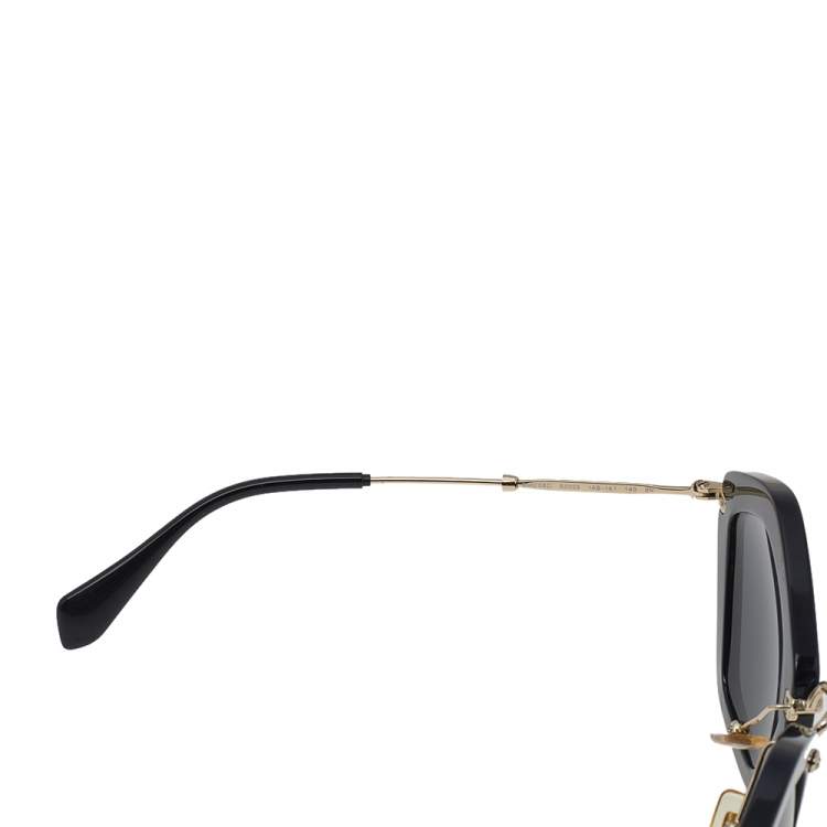 Pre Owned Miu Miu Gold/Black SMU 06O Cat Eye Sunglasses