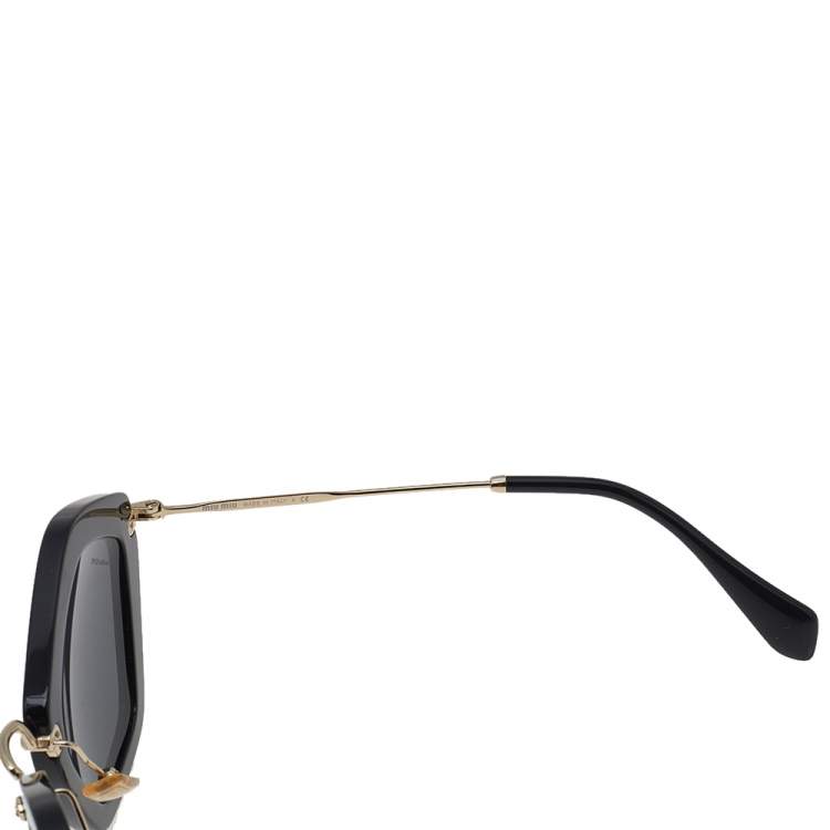 Pre Owned Miu Miu Gold/Black SMU 06O Cat Eye Sunglasses