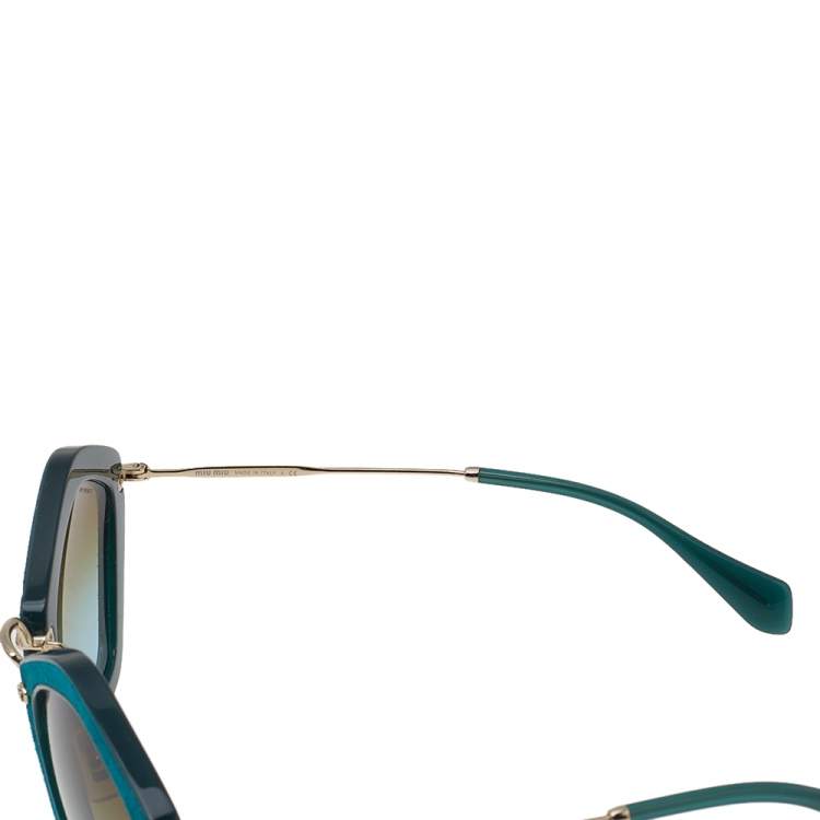 Pre Owned Miu Miu Turquoise Green SMU 06O Cat Eye Sunglasses